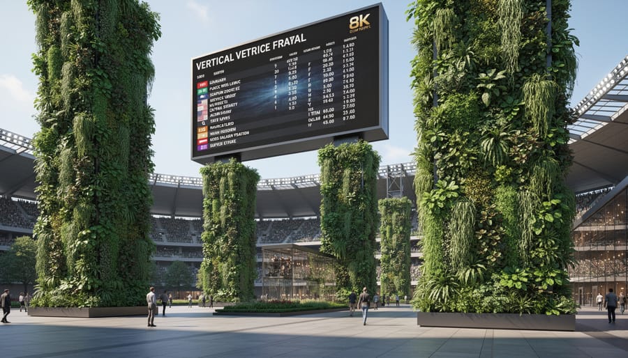 Tall garden trellis with climbing plants and ornamental grasses creating vertical visual impact